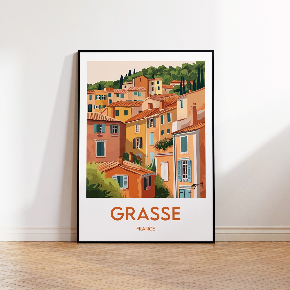 Grasse France Sunlit Mediterranean Old Town Hill Travel Poster