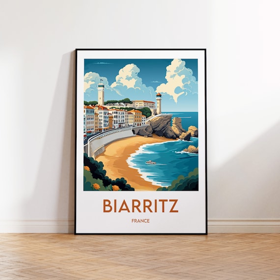 Biarritz Poster Art Print France Illustration Gift Vintage Travel