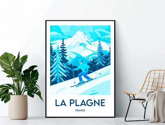 La Plagne Poster Ski Art Print Resort France Gift