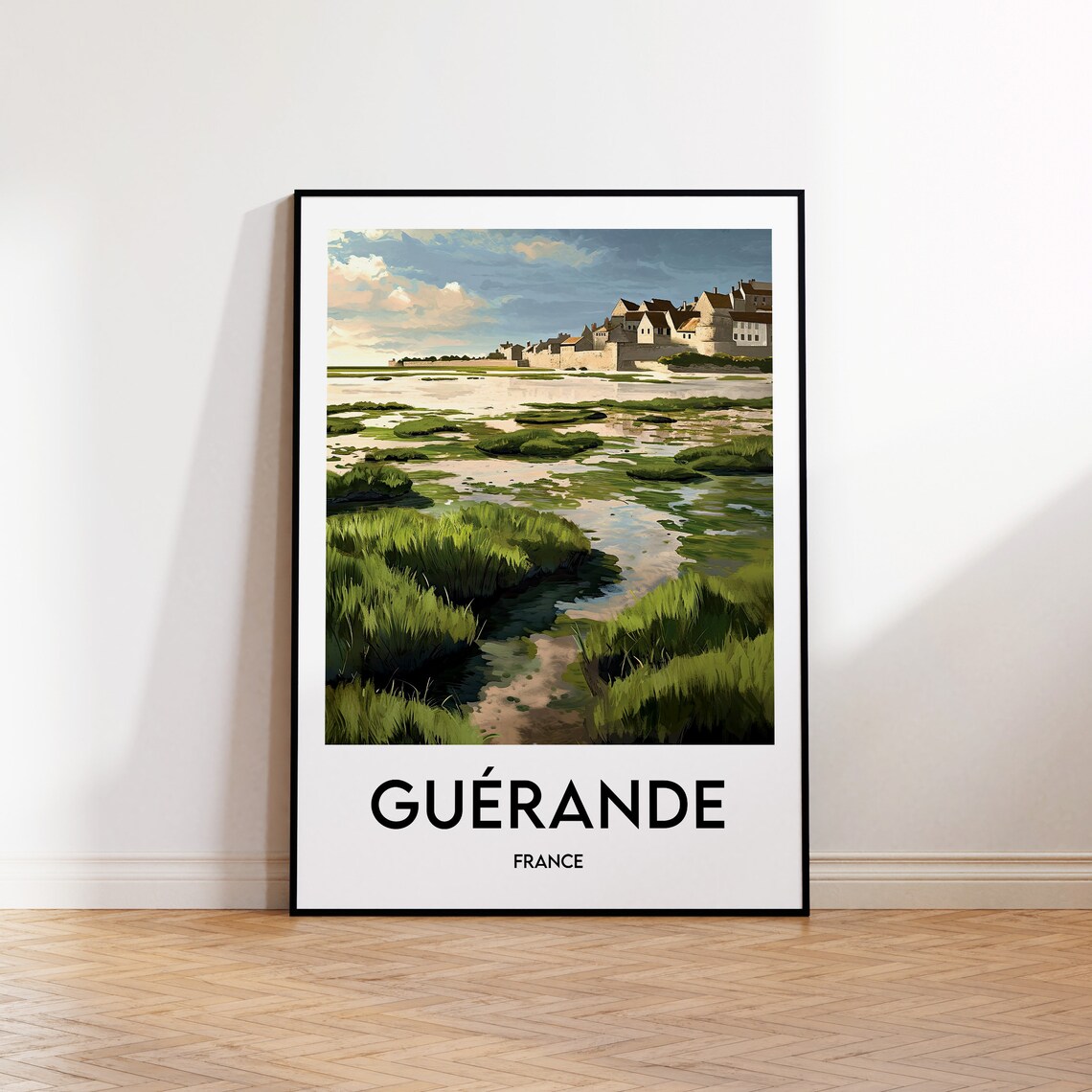 Guerande France Vintage Travel Poster Salt Marshes And Old Town