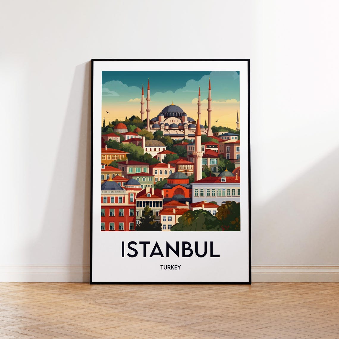 Istanbul Turkey Ottoman Mosque Old Town Rooftops Travel Poster
