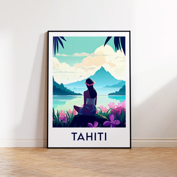 Tahiti Vintage Travel Poster, French Polynesia