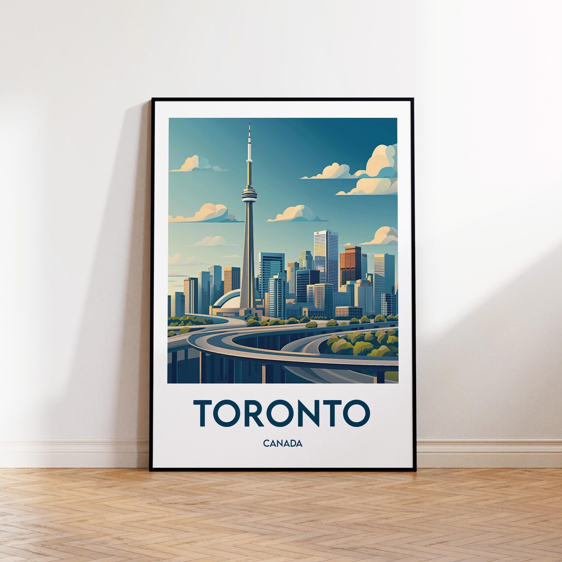 Toronto Canada CN Tower Downtown Skyline Retro Travel Poster