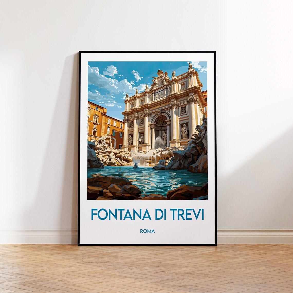 Fontana di Trevi Rome Italy Baroque Fountain Landmark Travel Poster