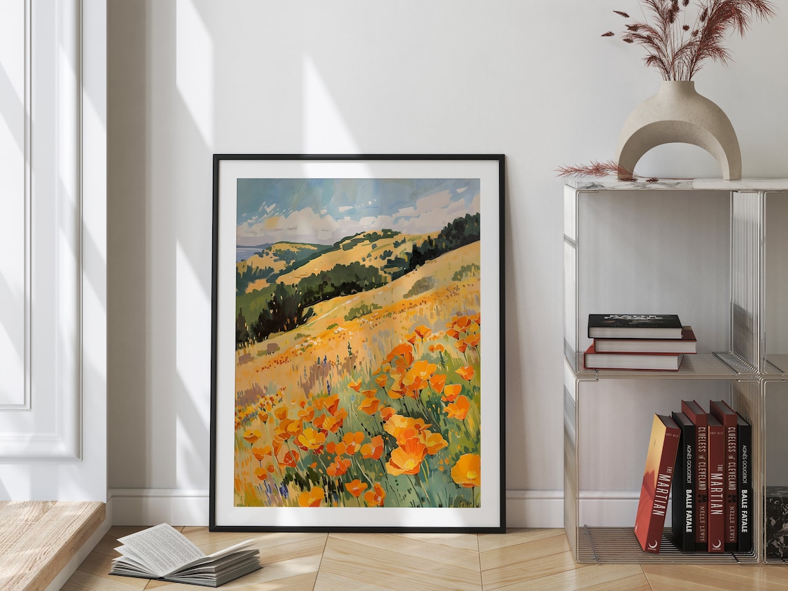 Flowers Landscape Painting, Vintage Botanical Art - Image 2