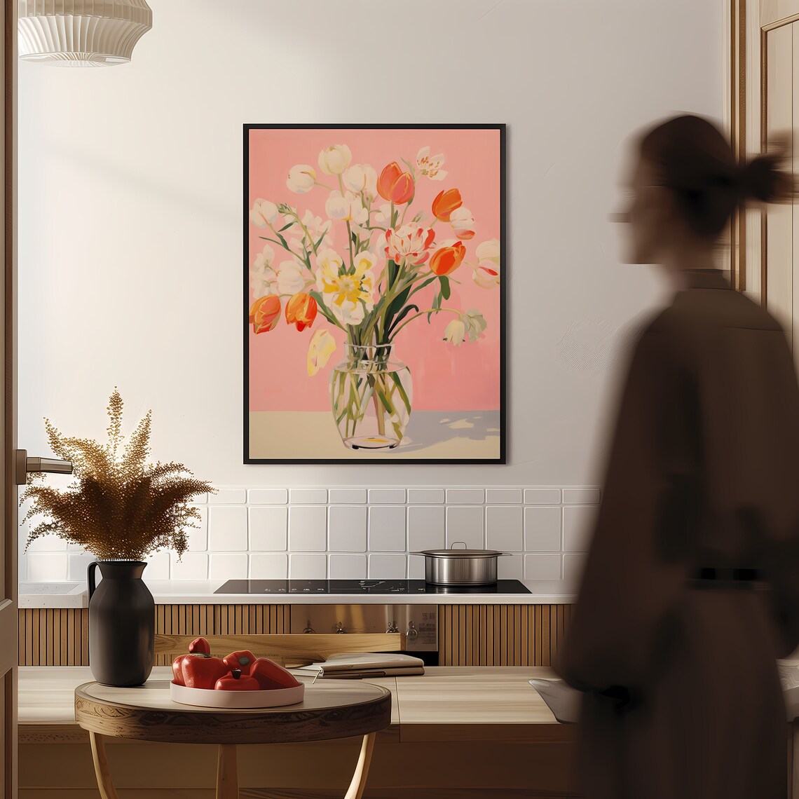 Pink Tulips Vintage Flower Art Print, Danish Pastel - Image 2