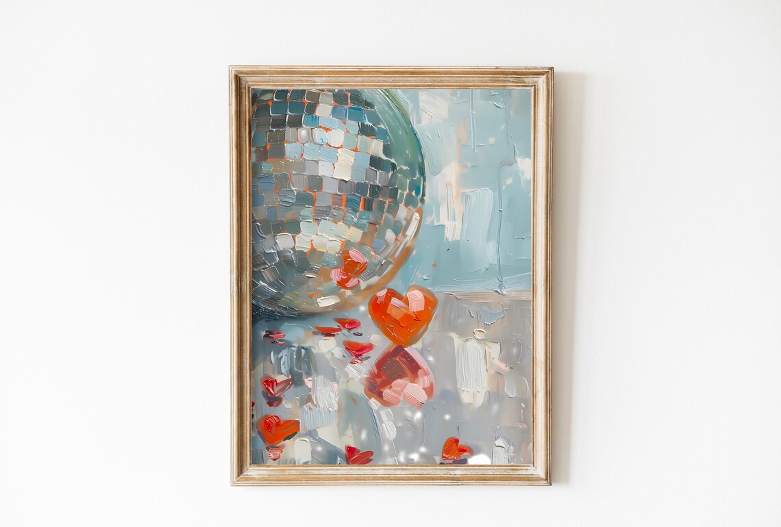 Heart Shaped Mirrorball, Blue Love Disco Decor