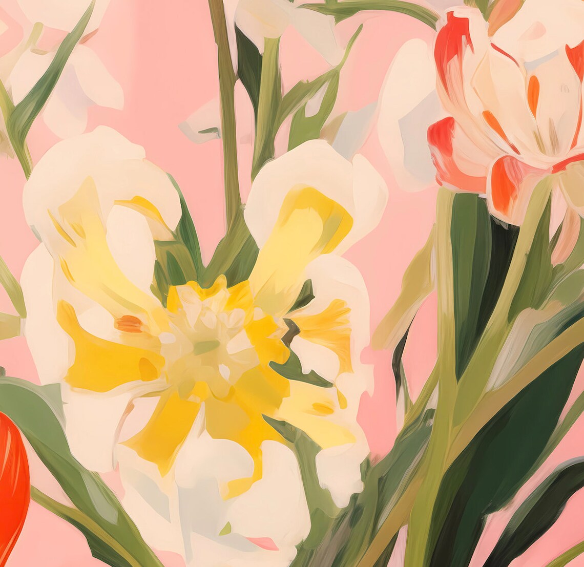 Pink Tulips Vintage Flower Art Print, Danish Pastel - Image 3
