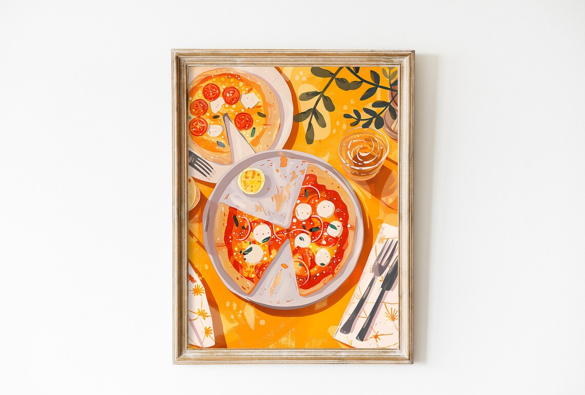 Pizza Party Food Poster, Kitchen Wall Art Print
