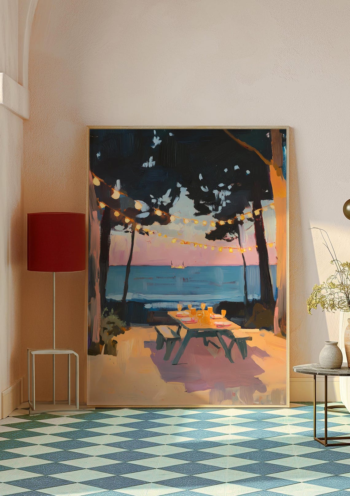 Retro Friendship Print, Abstract Coastal Beach Wall Art - Image 2