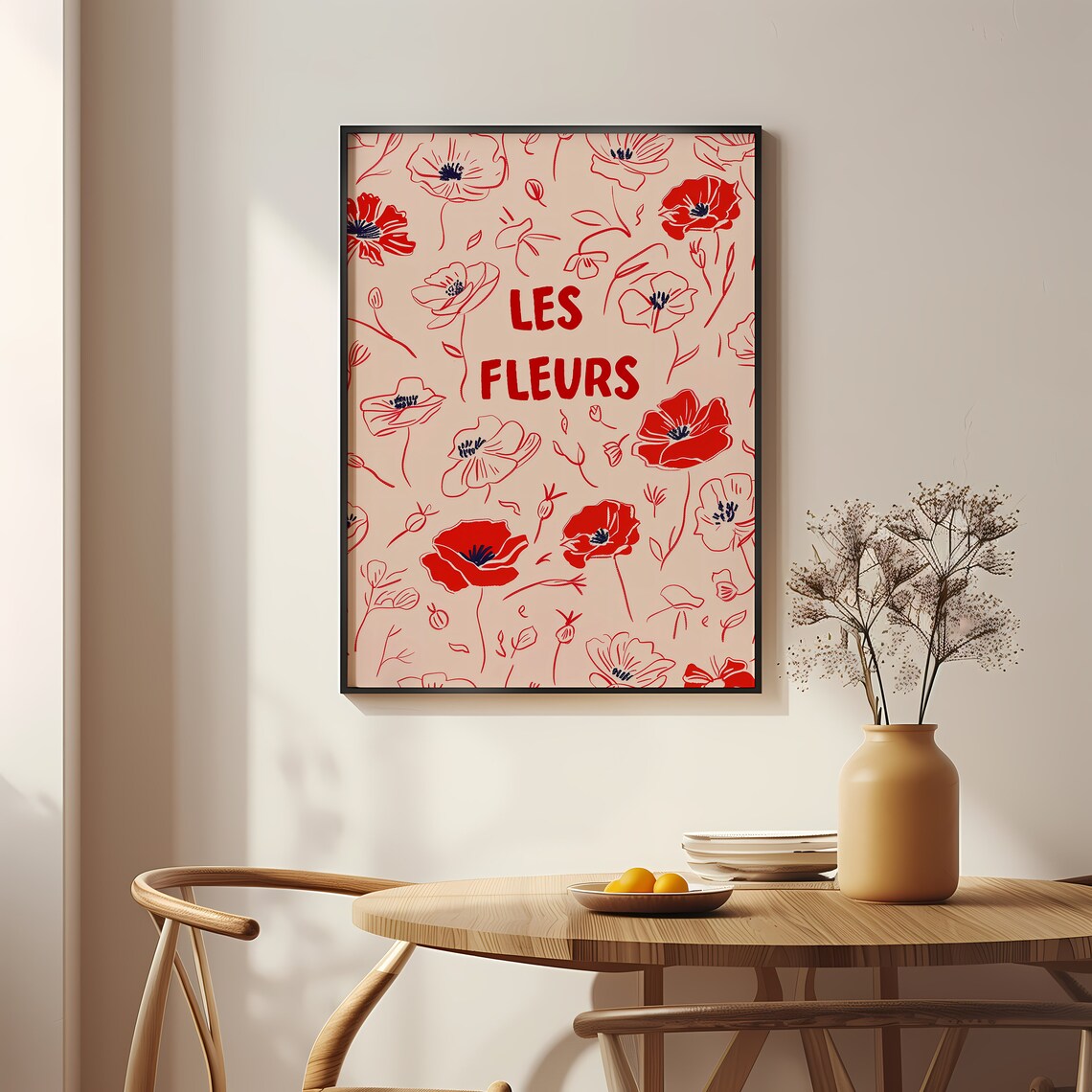 Poppies Botanical Art Print, Minimalist Floral - Image 2