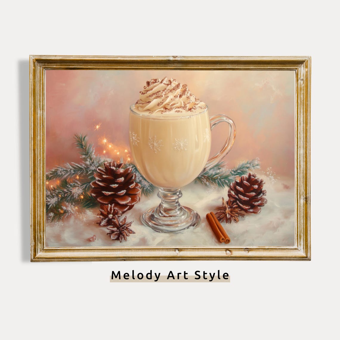 Holiday Eggnog Whipped Cream Glass Warm Christmas Drink Art Poster