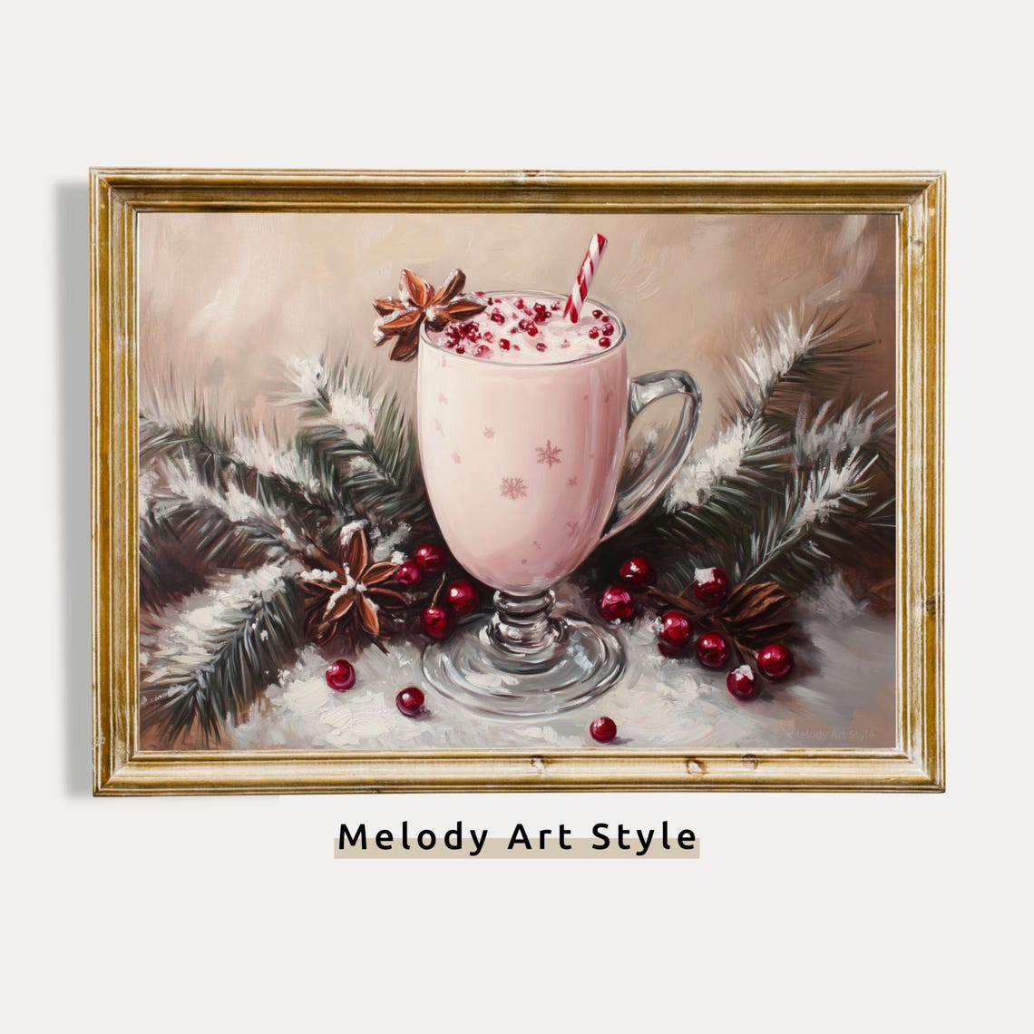 Pink Holiday Milk Punch With Cranberries Star Anise Drink Poster
