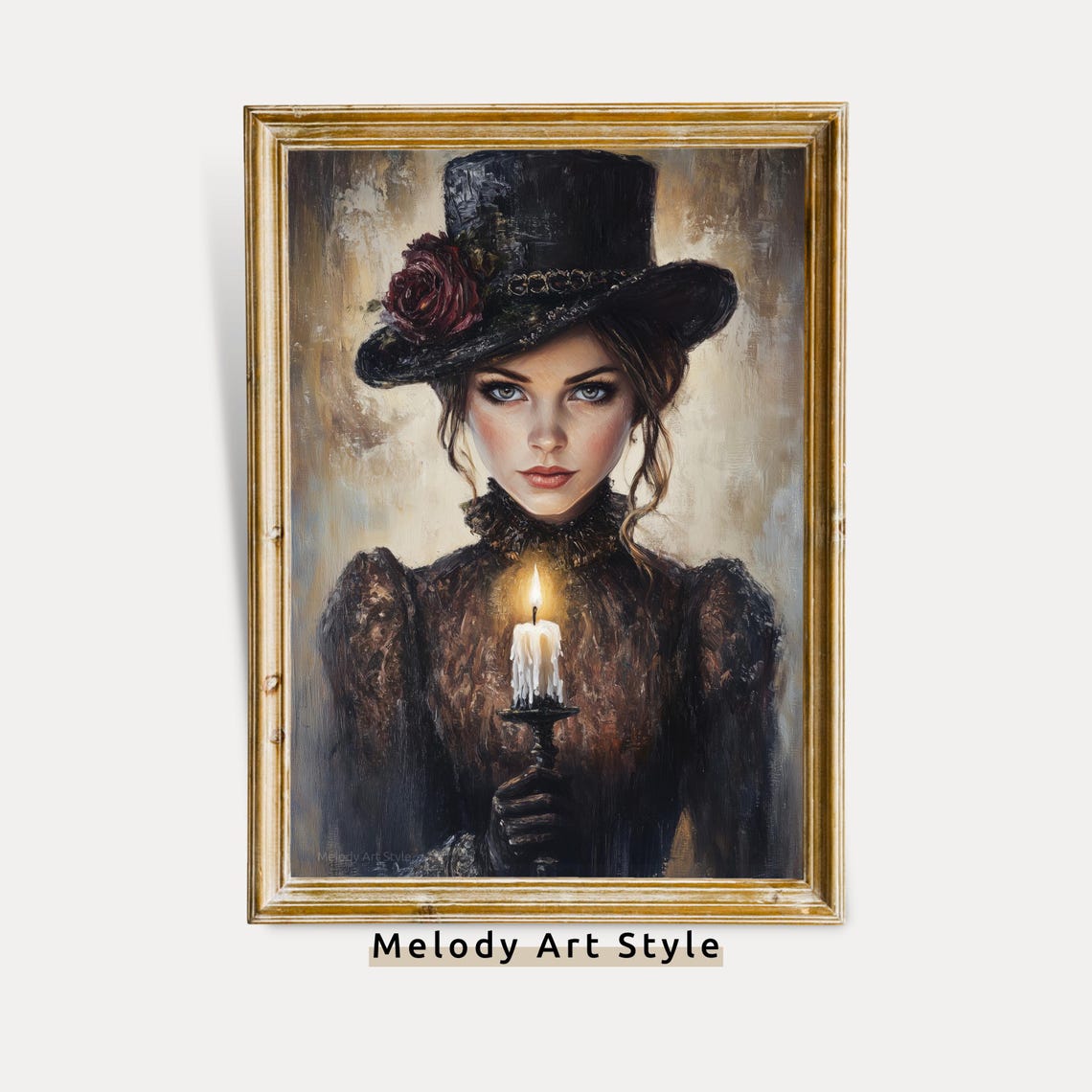 Gothic Woman Wall Art Witchy Candle Portrait Victorian Dark Halloween Home Decor P656