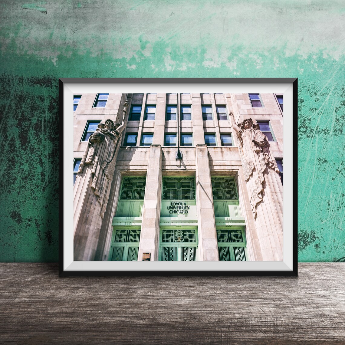Loyola University Chicago Historic Statue Facade Building Poster