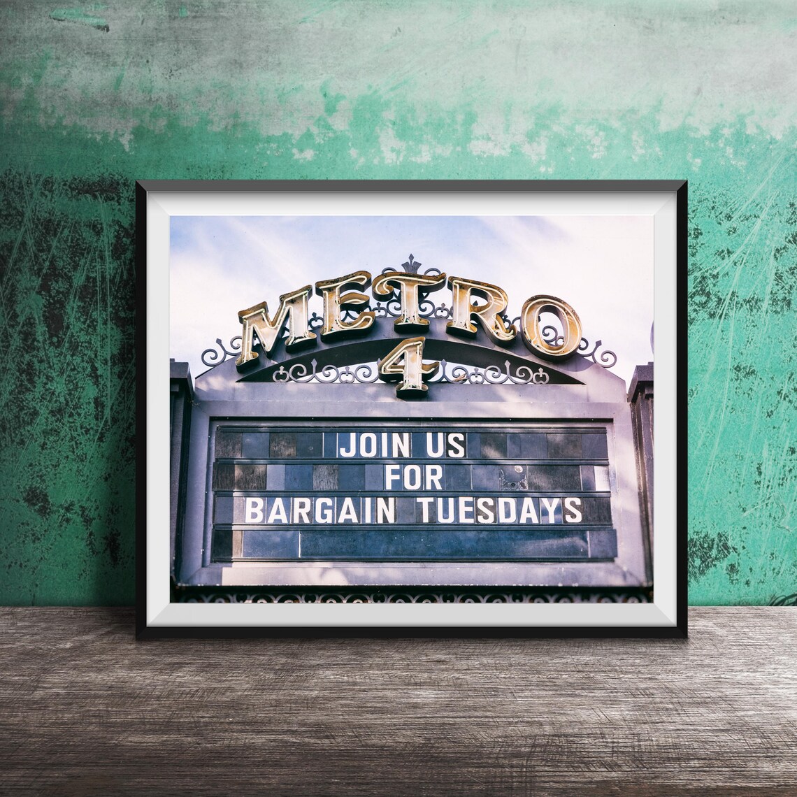 Metro 4 Theater Marquee Join Us for Bargain Tuesdays Retro Poster