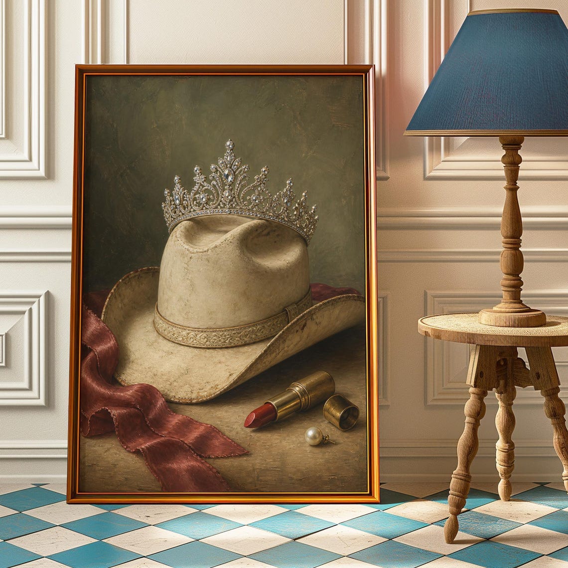 Cowgirl Hat Crown Still Life Poster Western Vanity Glam Country Art