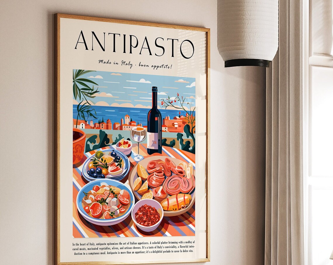 Italian Antipasto Food Poster, Kitchen Art Print - Image 2