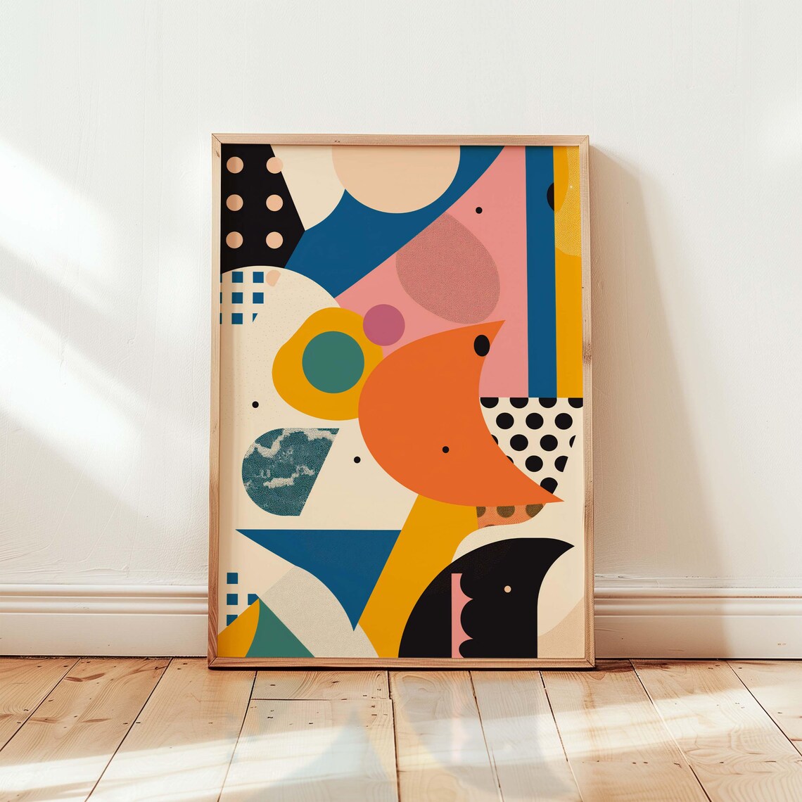 Playful Colorful Organic Shapes Mid Century Modern Abstract Art Poster
