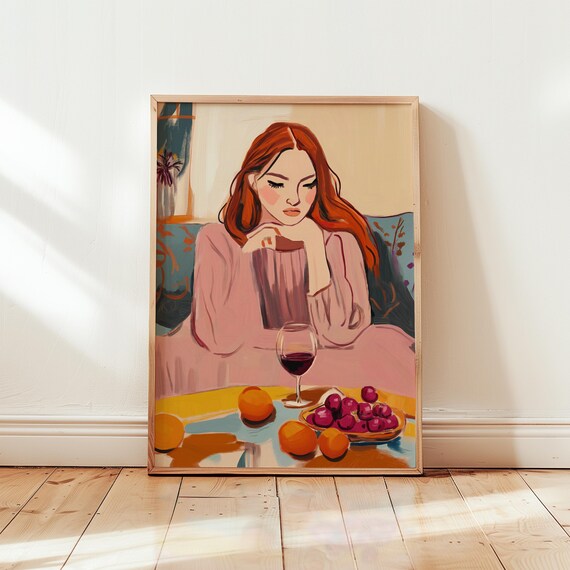 Feminine Vibrant Wall Art Maximalist Preppy Eclectic Retro Feminist Print Bold Colorful Poster Dinner