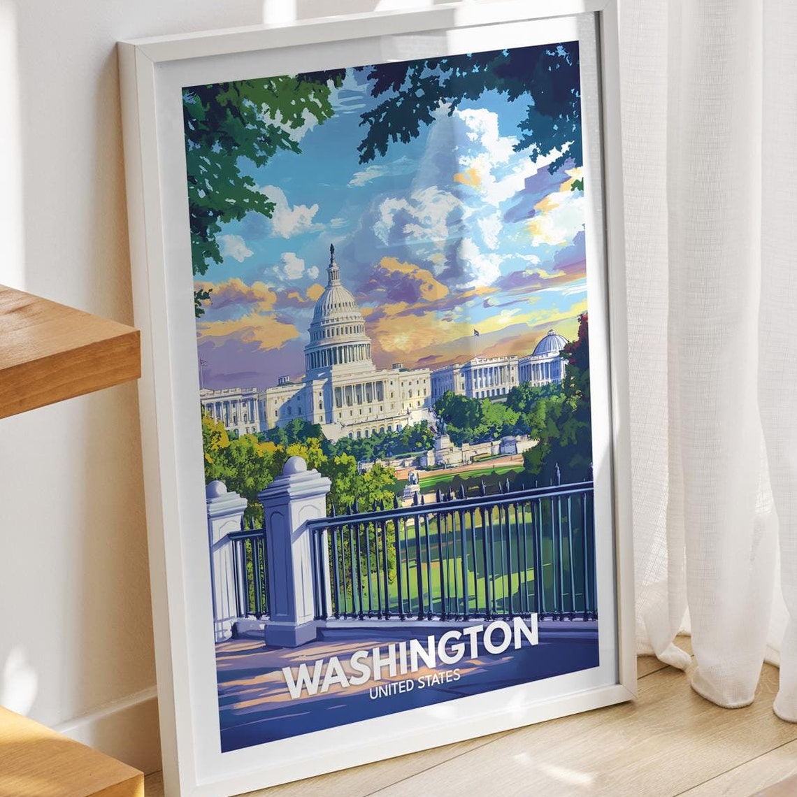 Washington Travel Print United States Washington Travel Poster United States Travel Poster United States Cityscape Wall Art City Decor