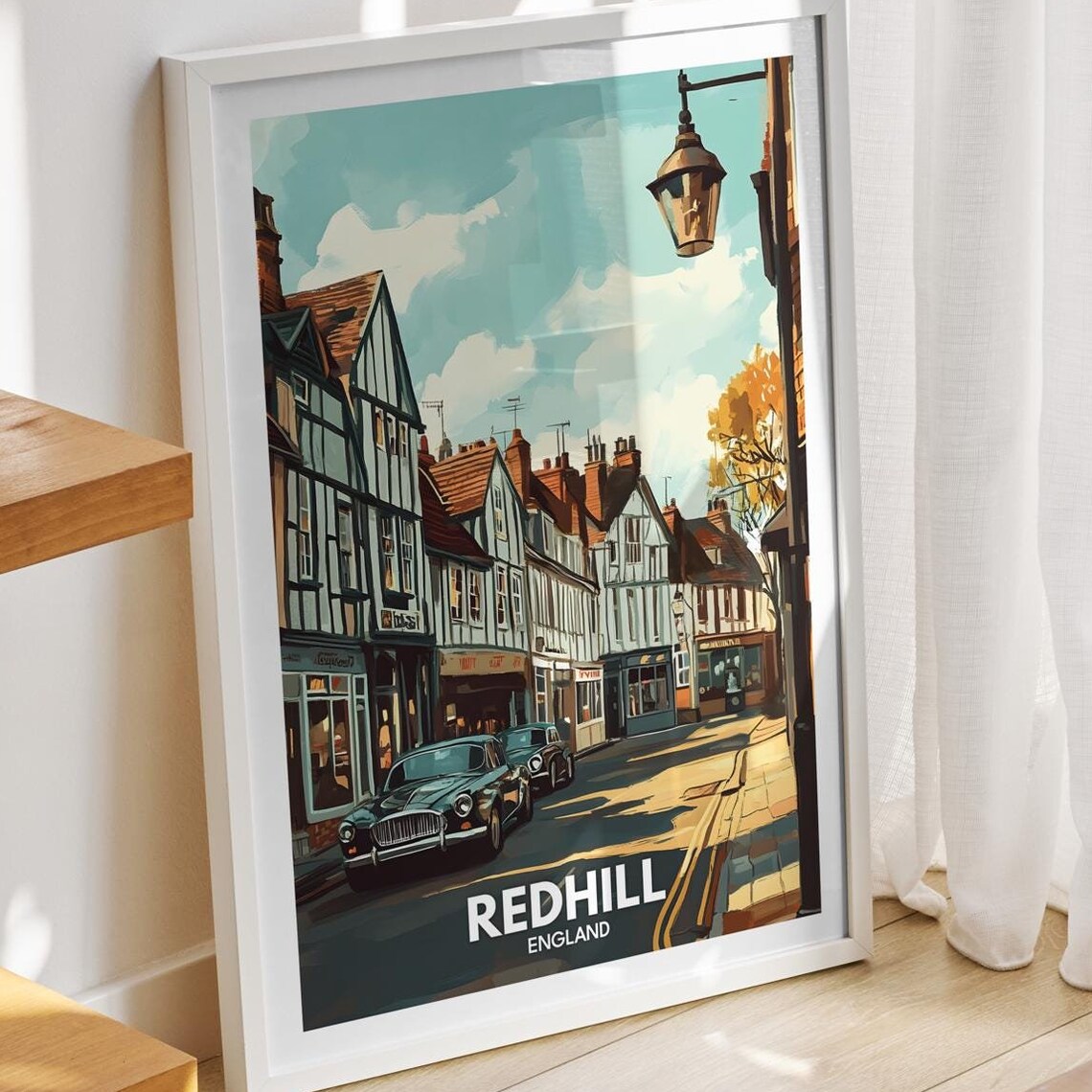 Redhill Travel Print England Redhill Travel Poster England Travel Poster United Kingdom Wall Art British Art Decor