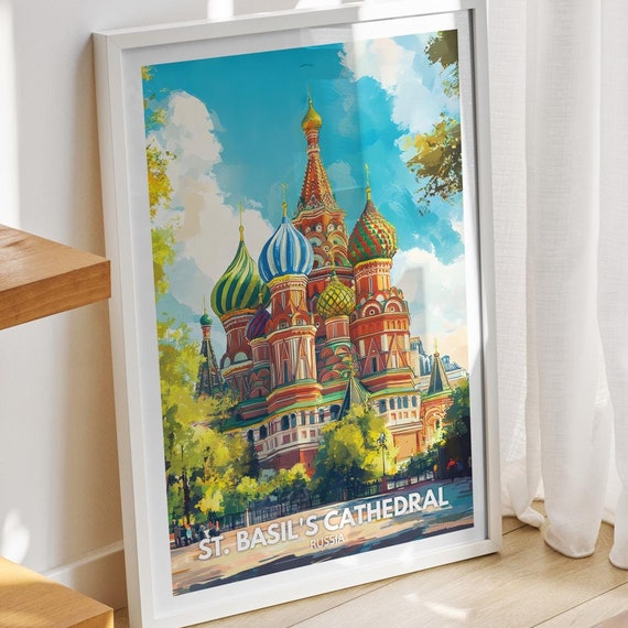 St Basils Cathedral Print Russia St Basils Cathedral Poster Russia Travel Art Poster Russia Wall Art Decor
