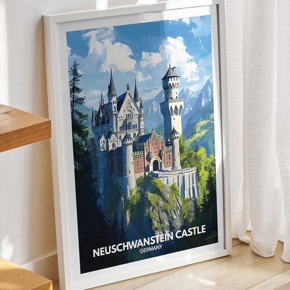 Neuschwanstein Castle Print Germany Neuschwanstein Castle Poster Germany Travel Art Poster Germany Wall Art Germany Art Decor