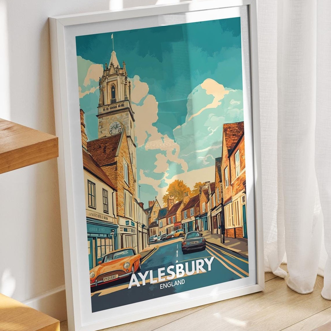 Aylesbury Travel Print England Aylesbury Travel Poster England Travel Poster United Kingdom Wall Art English Art Decor