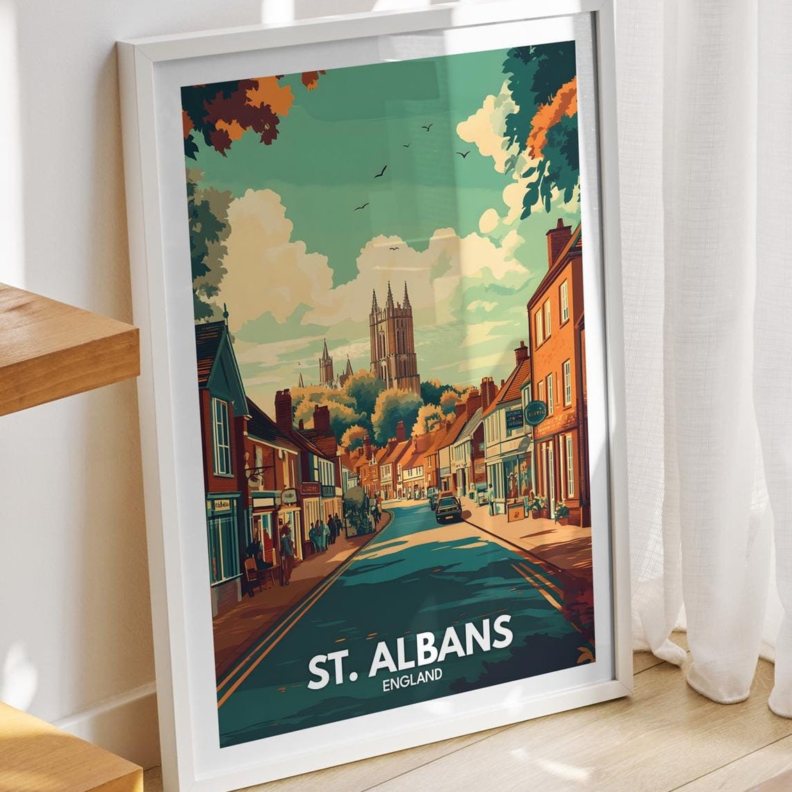 St Albans Travel Print England St Albans Travel Poster England Travel Poster United Kingdom Wall Art English Art Decor