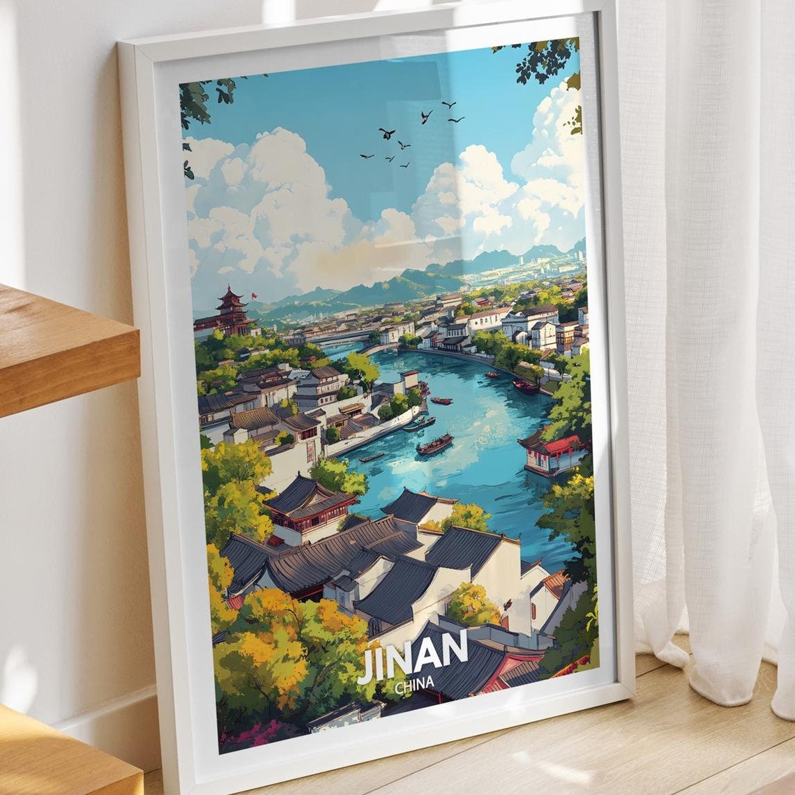 Jinan Travel Print China Jinan Travel Poster China Travel Poster China Cityscape Wall Art Unique City Art Decor