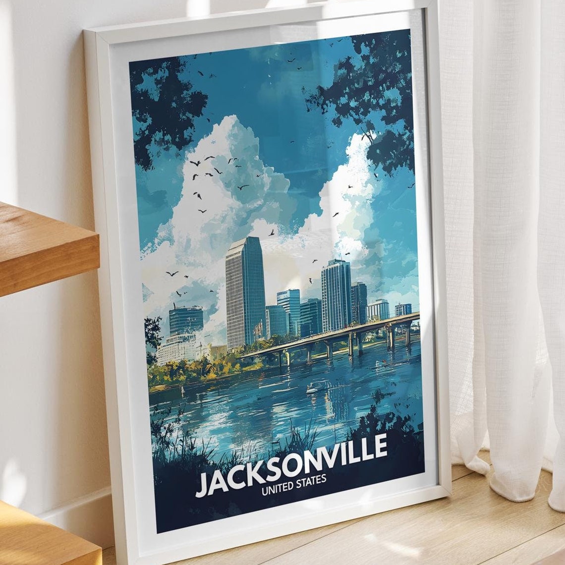 Jacksonville Travel Print United States Jacksonville Travel Poster United States Travel Poster United States Cityscape Wall Art Decor