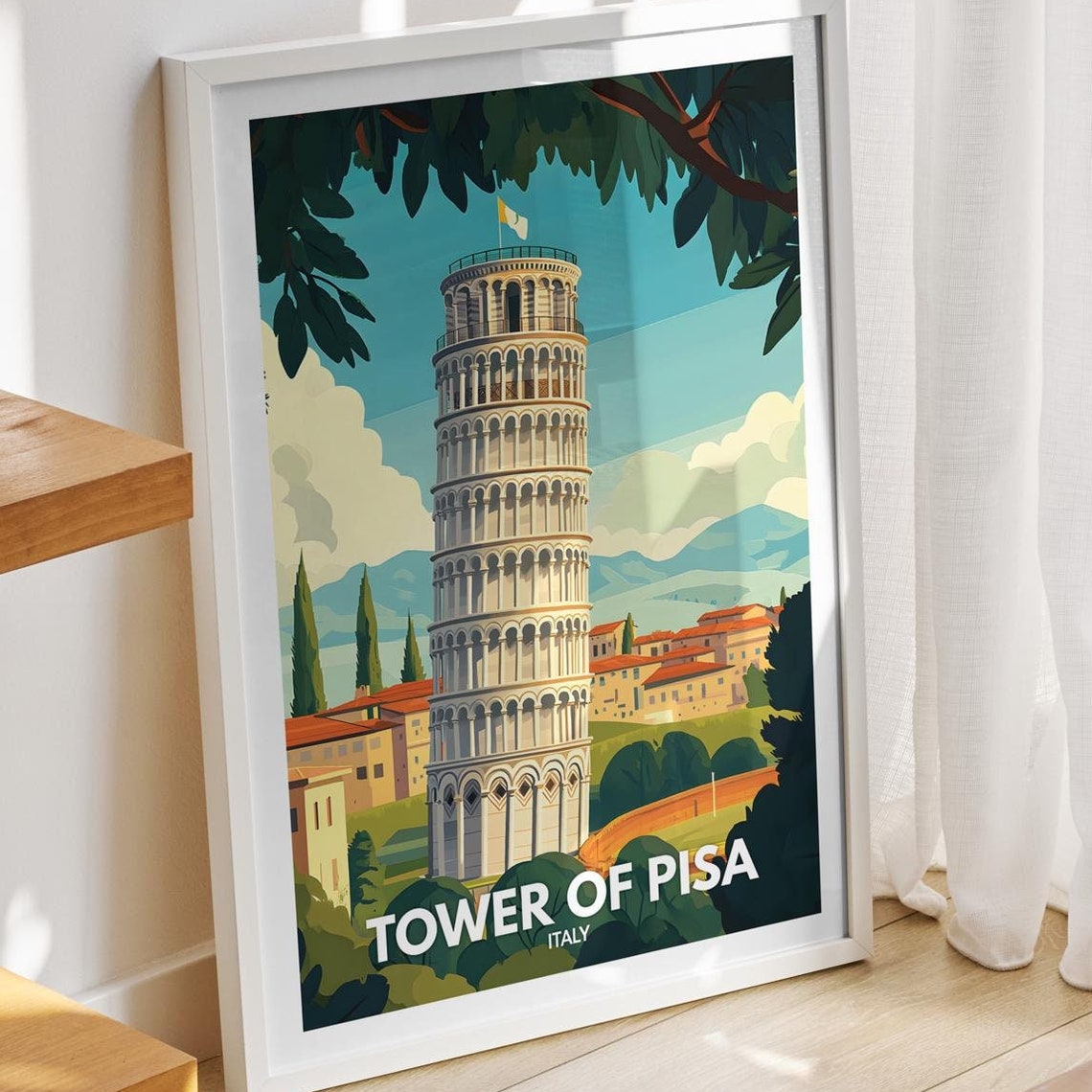 Tower Of Pisa Print Italy Tower Of Pisa Poster Italy Travel Art Poster Italy Wall Art Italy Art Decor