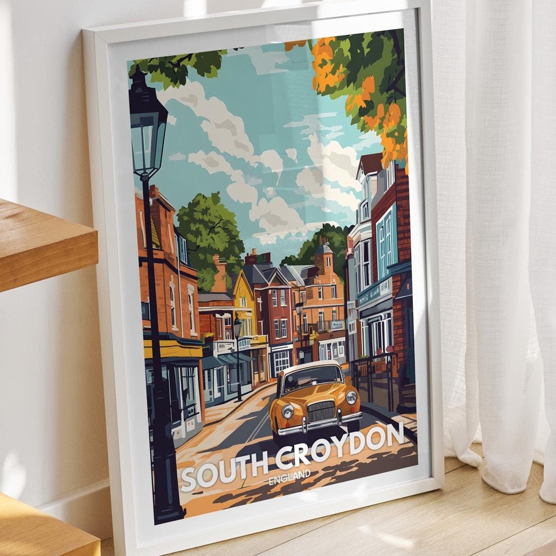 South Croydon Travel Print England South Croydon Travel Poster England Travel Poster United Kingdom Wall Art British Art Decor