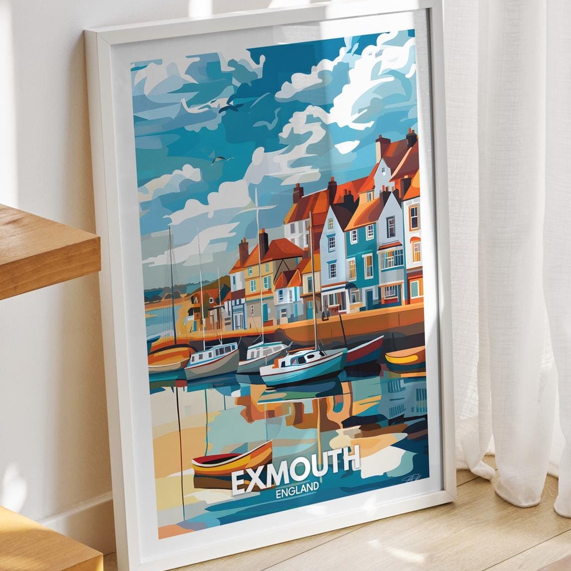 Exmouth Travel Print England Exmouth Travel Poster England Travel Poster United Kingdom Wall Art British Art Decor