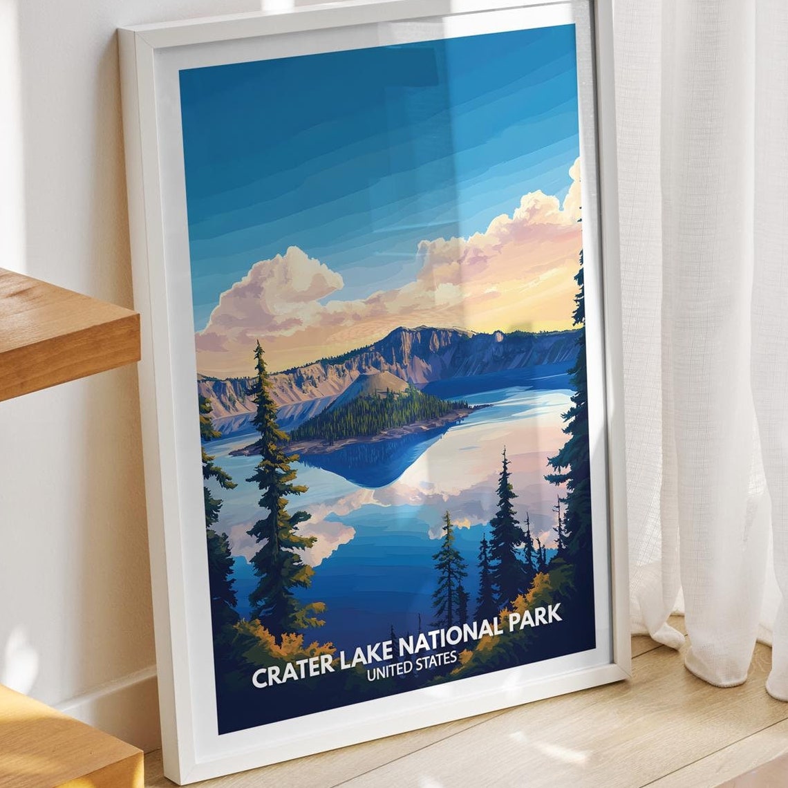 Crater Lake National Park Print Crater Lake Crater Lake Travel Art Poster Crater Lake Wall Art Decor