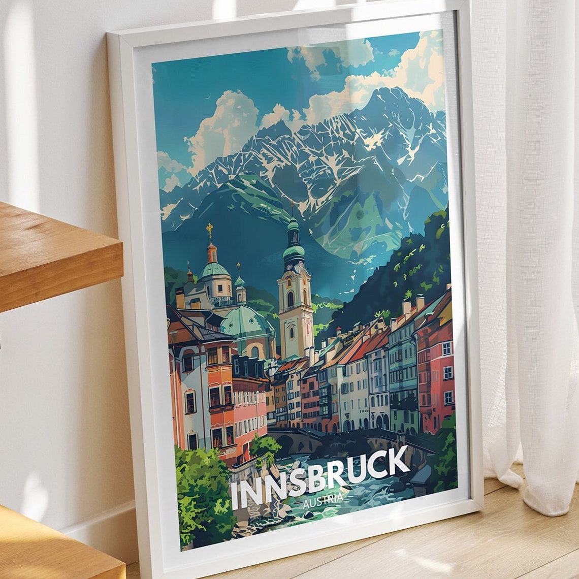 Innsbruck Travel Print Austria Innsbruck Travel Poster Austria Travel Poster Austria Cityscape Wall Art Unique City Art Decor