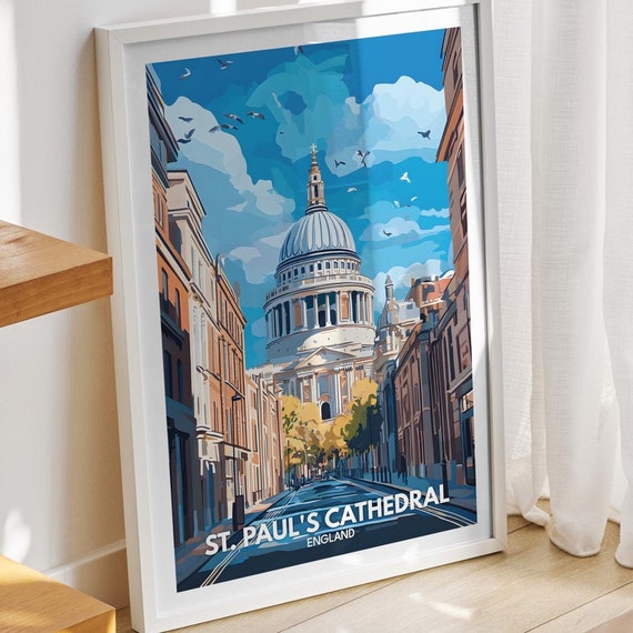 St Pauls Cathedral Print England St Pauls Cathedral Poster England Travel Art Poster United Kingdom Wall Art England Art Decor