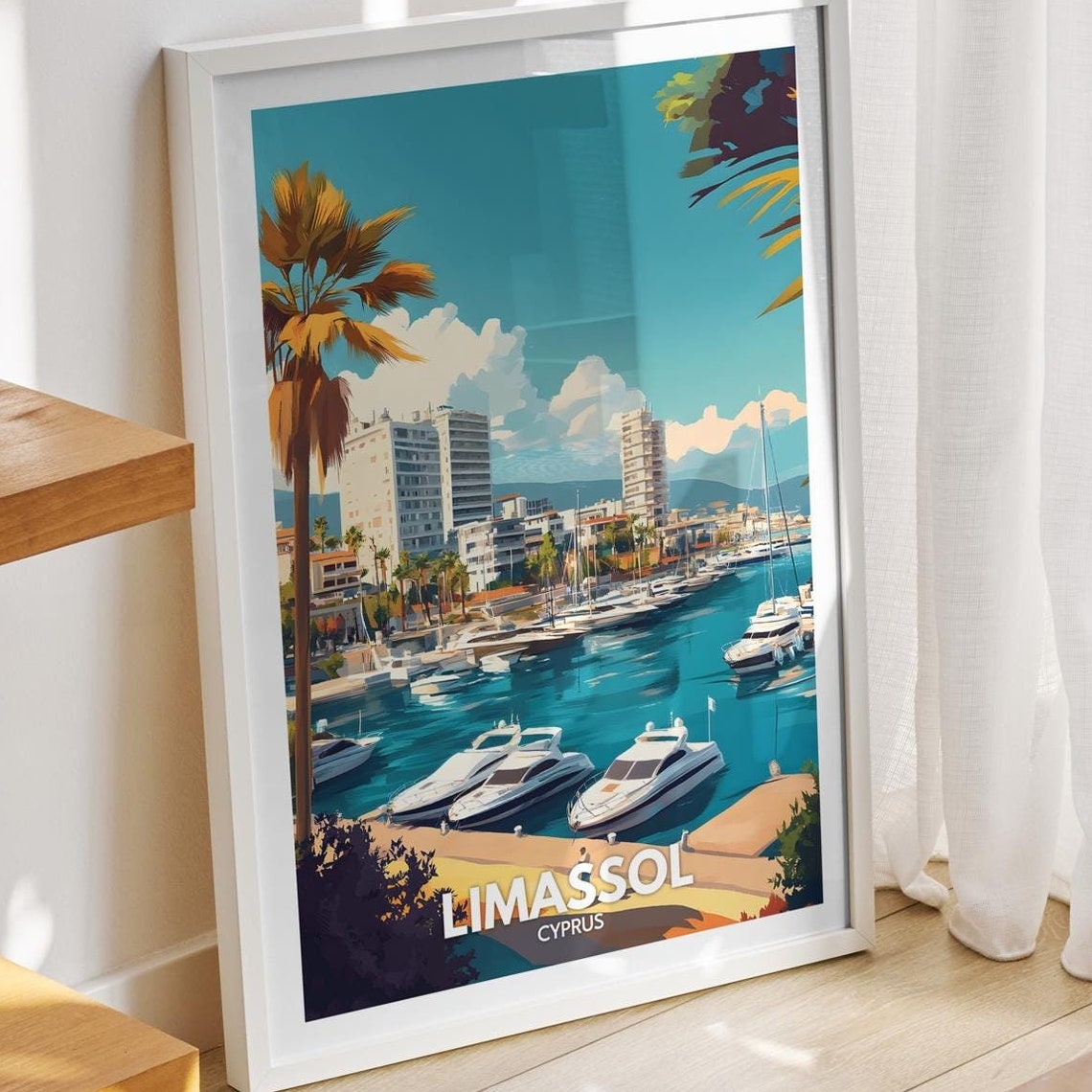 Limassol Travel Print Cyprus Limassol Travel Poster Cyprus Travel Poster Cyprus Cityscape Wall Art Unique City Art Decor