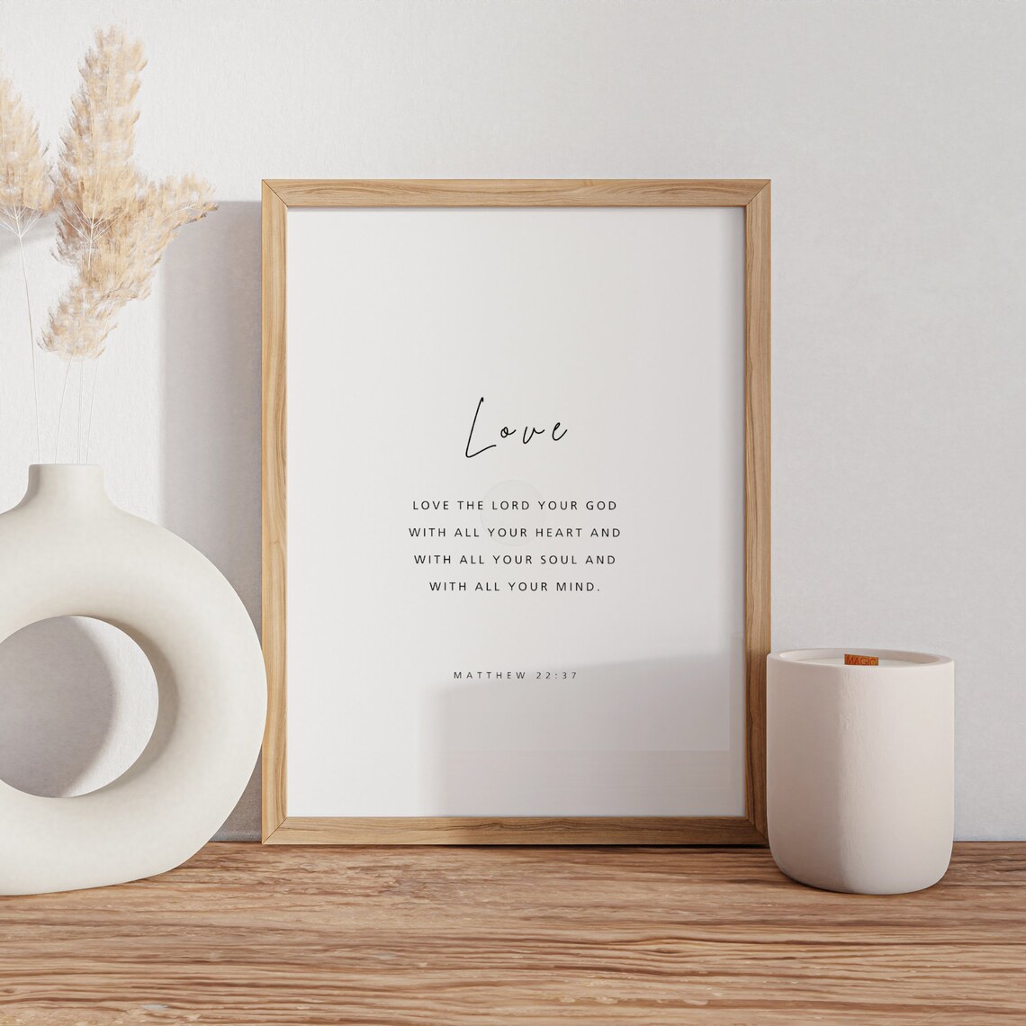 Matthew 22:37 Love the Lord Your God Minimalist Scripture Poster