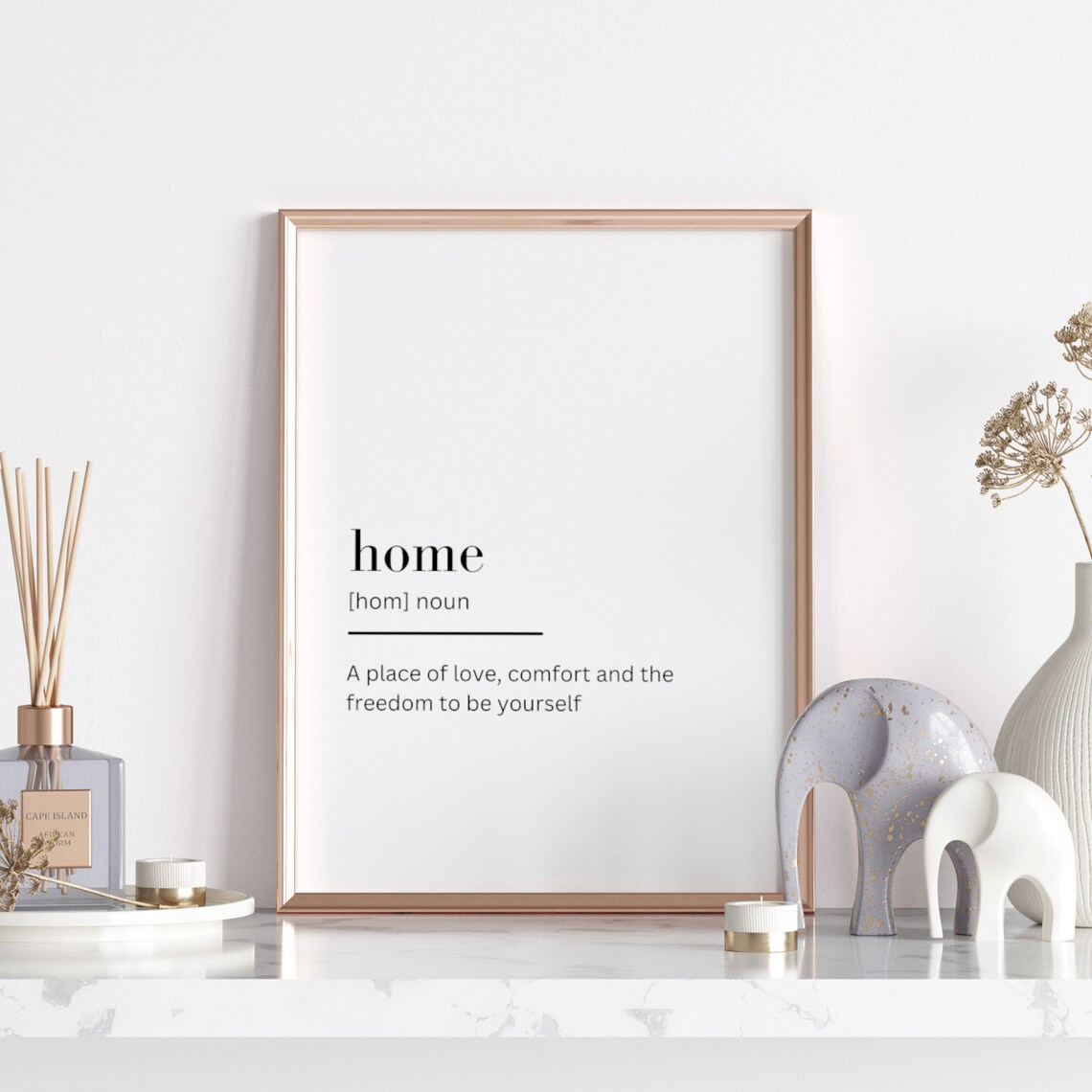 Home Definition Dictionary Style Minimalist Family Warmth Print