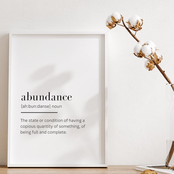 Abundance Definition Print Wall Art Poster Dictionary Prints