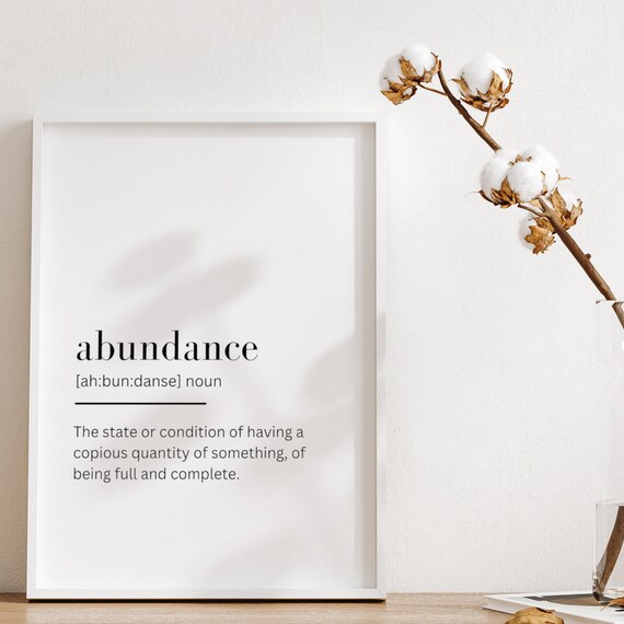 Abundance Definition Word Meaning Minimalist Typography Poster