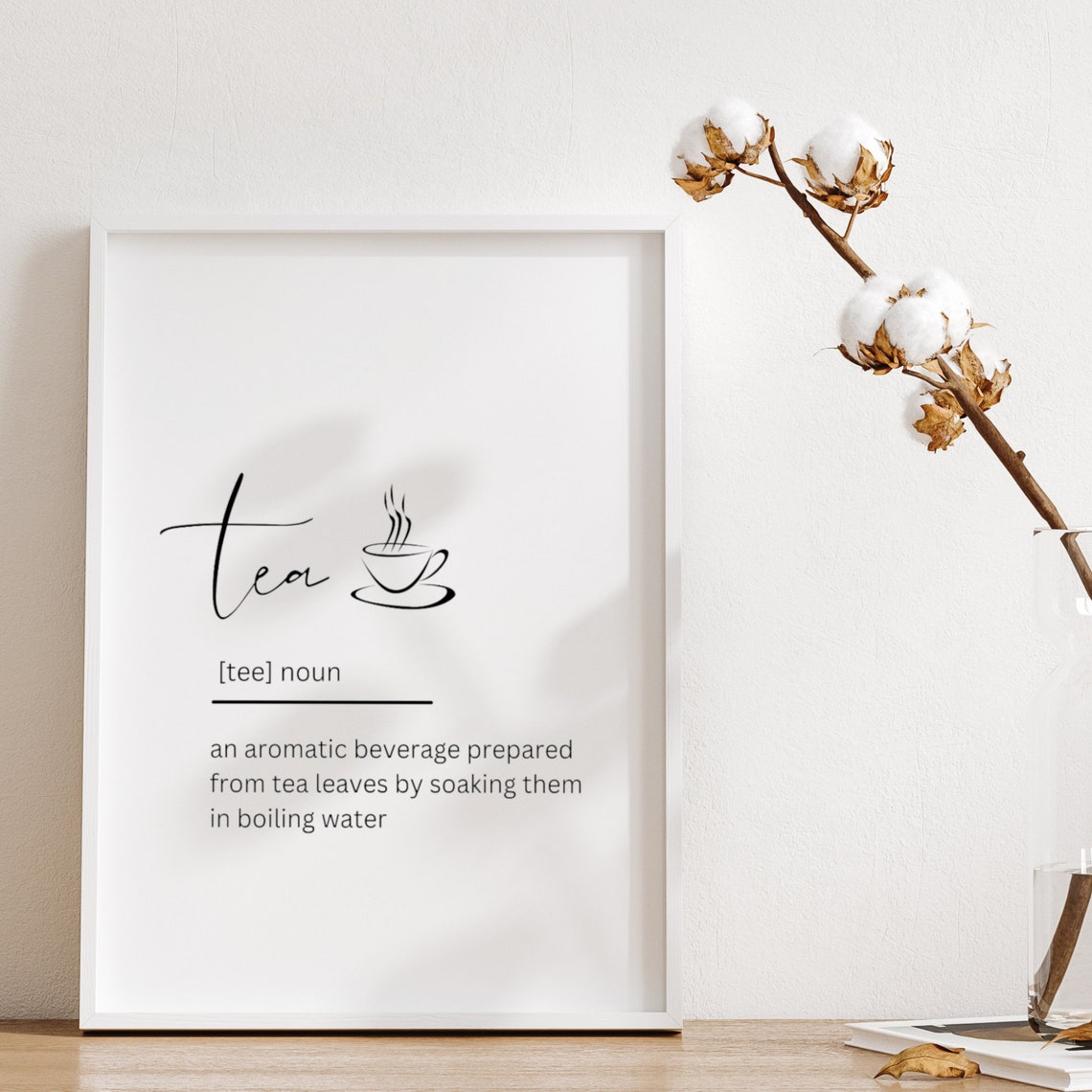 Tea Definition Dictionary Style Script Teacup Minimalist Kitchen Print