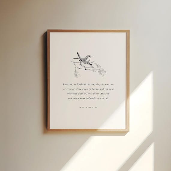 Matthew 626 Look At The Birds Of Air Bible Verse Scripture Prints Modern Christian Home Decor