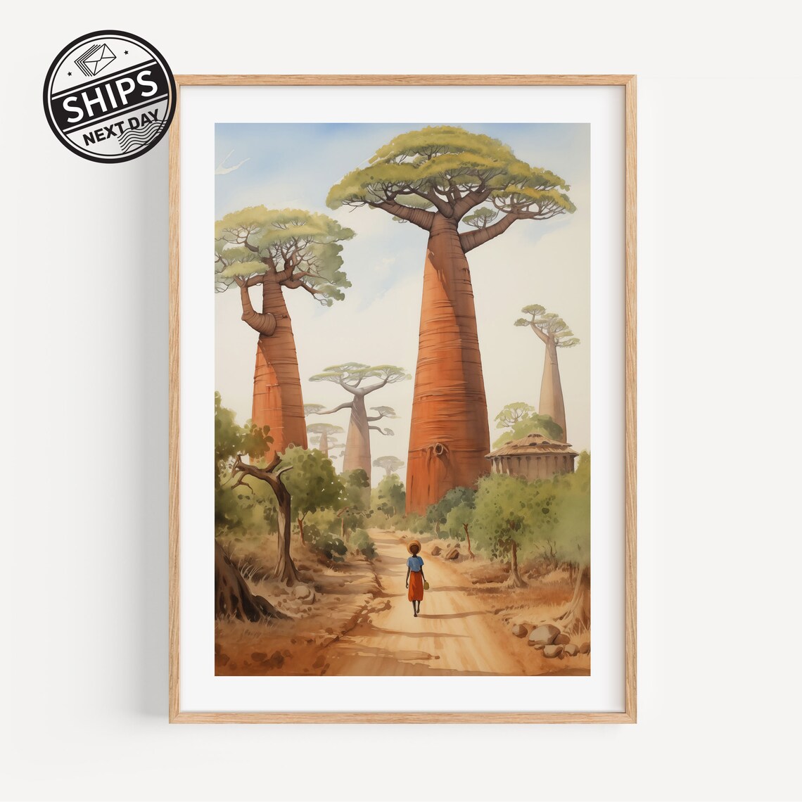 Madagascar Watercolor Art Print, African Wall Art