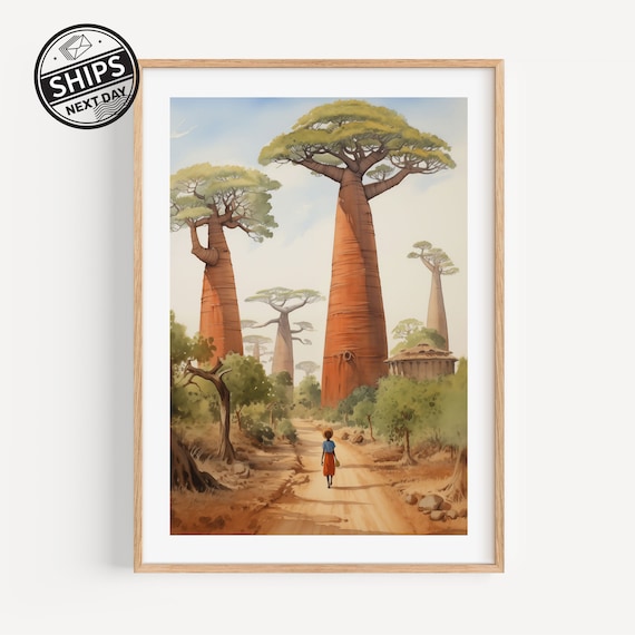 Madagascar Watercolor Art Print, African Wall Art