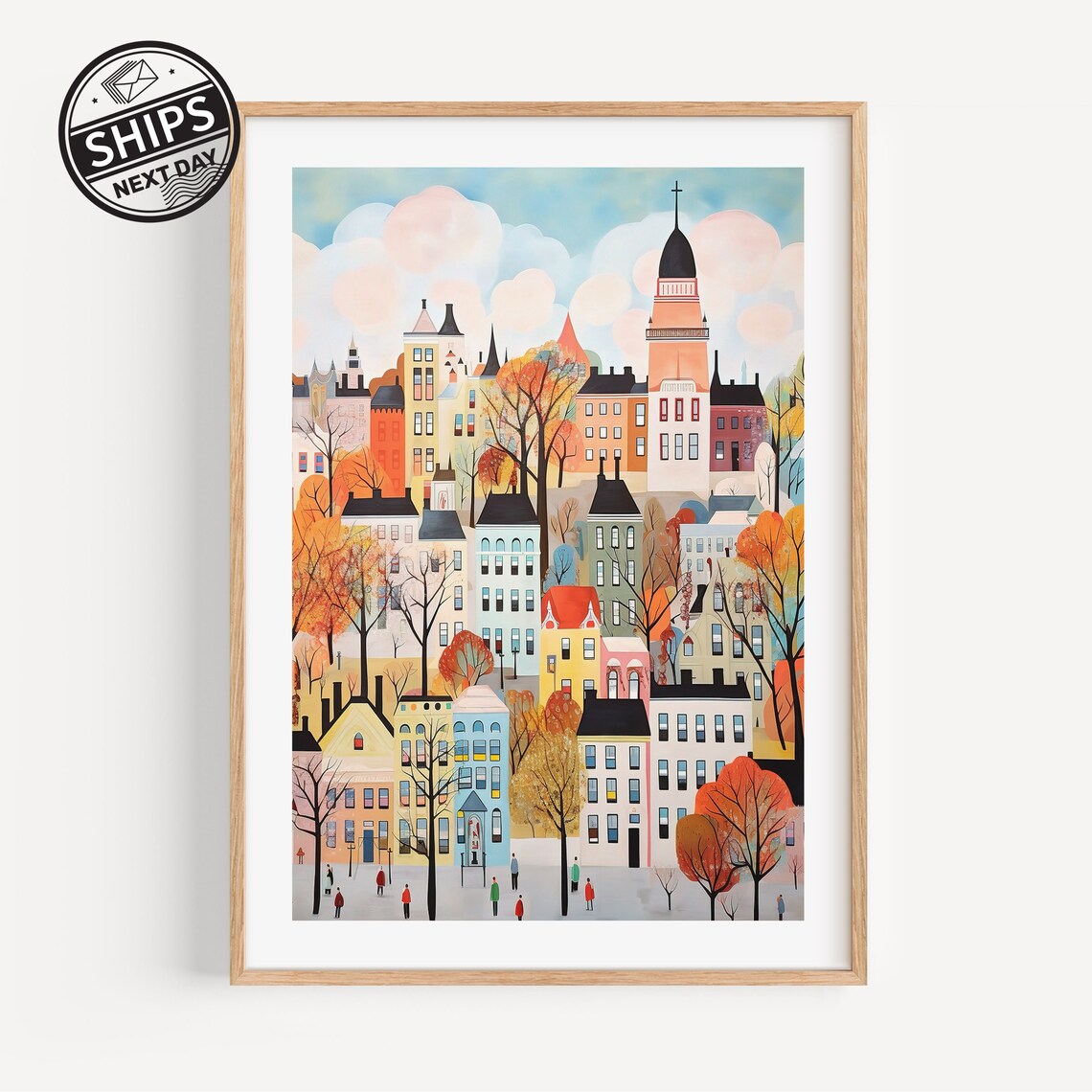 Montreal Canada Watercolor Travel Poster, City Art