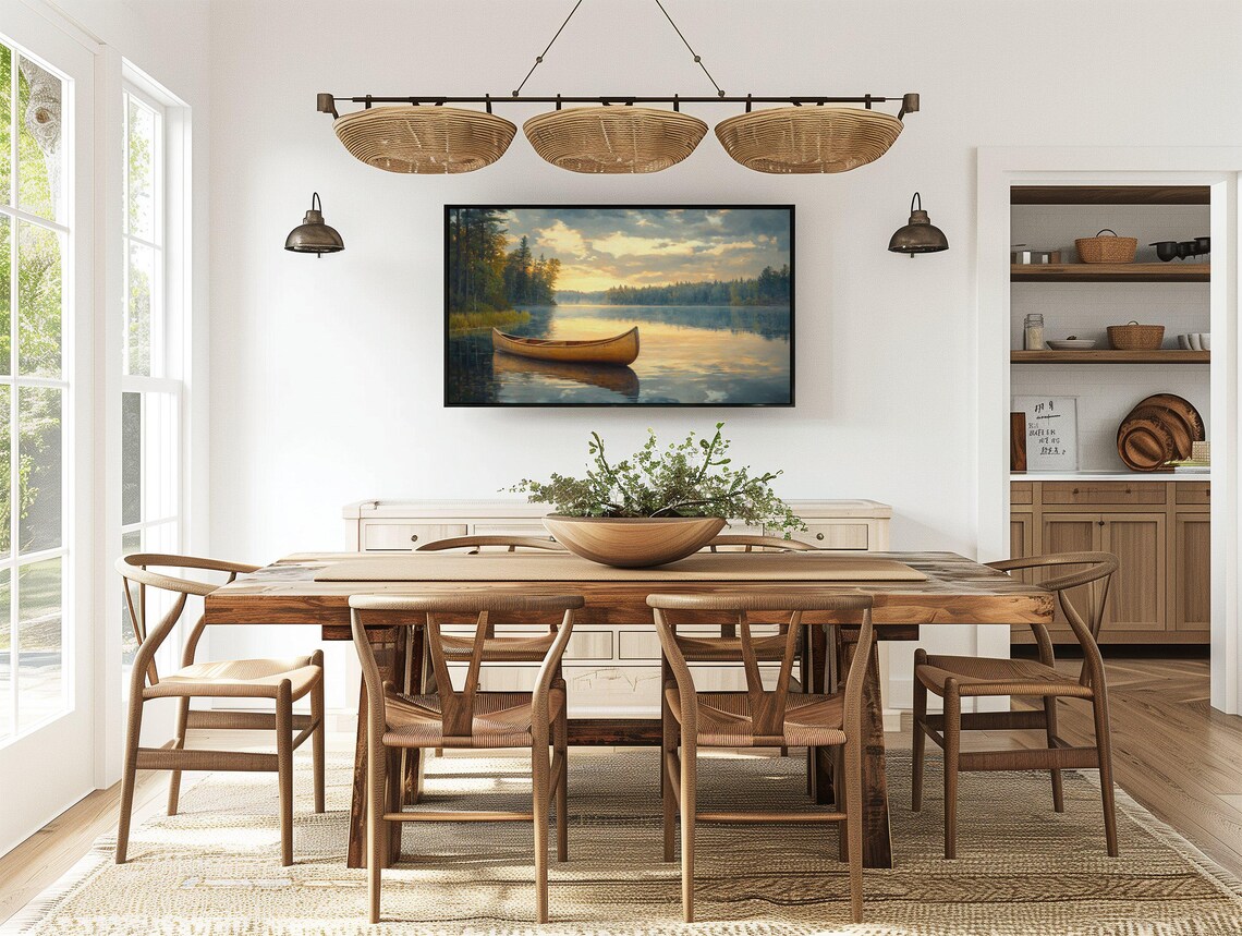 Lake Life Canoe Art Print, Lake Landscape Nature - Image 2