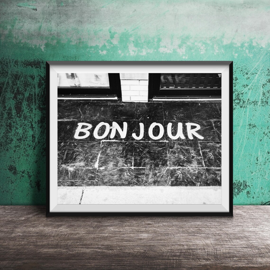 Bonjour Marble Floor Entryway Black And White Photo Art Print